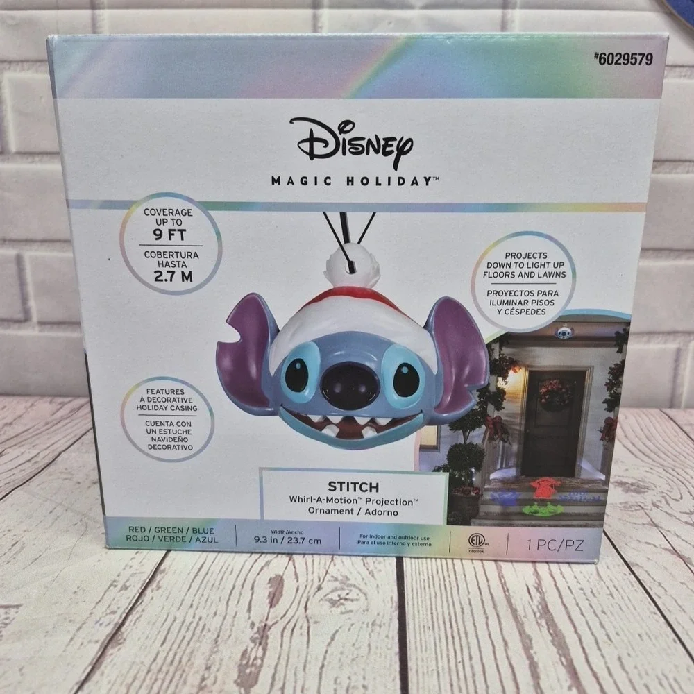 Disney Magic Holiday Stitch Whirl-a-Motion Hanging Projection Ornament NEW